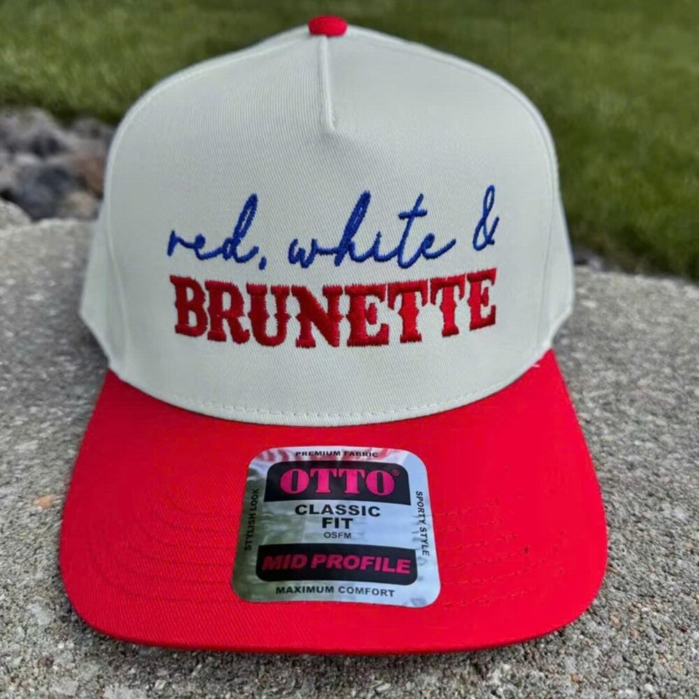 Red White and Brunette Hat | Patriotic Cap Country Concert Style Girls TripReady